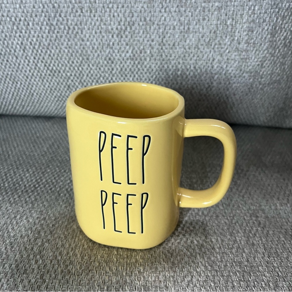 Rae Dunn Yellow "PEEP PEEP" Ceramic Mug - 16oz - perfect for Easter!